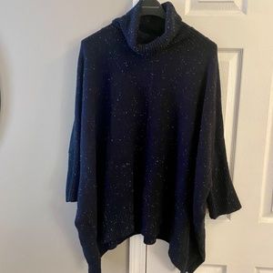 Loft Navy Poncho Sweater